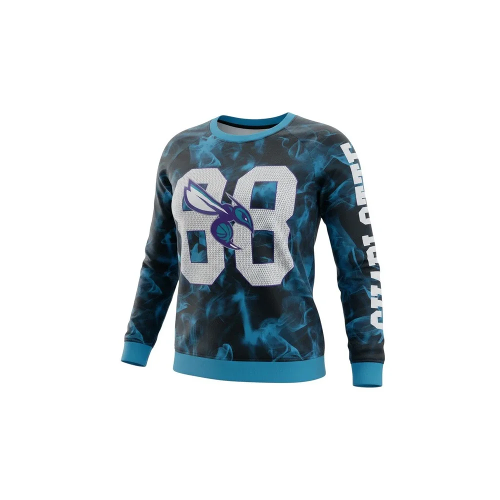 rue21 NBA Charlotte Hornets Sweatshirt Mens Large Teal Black NWT Smoke Print